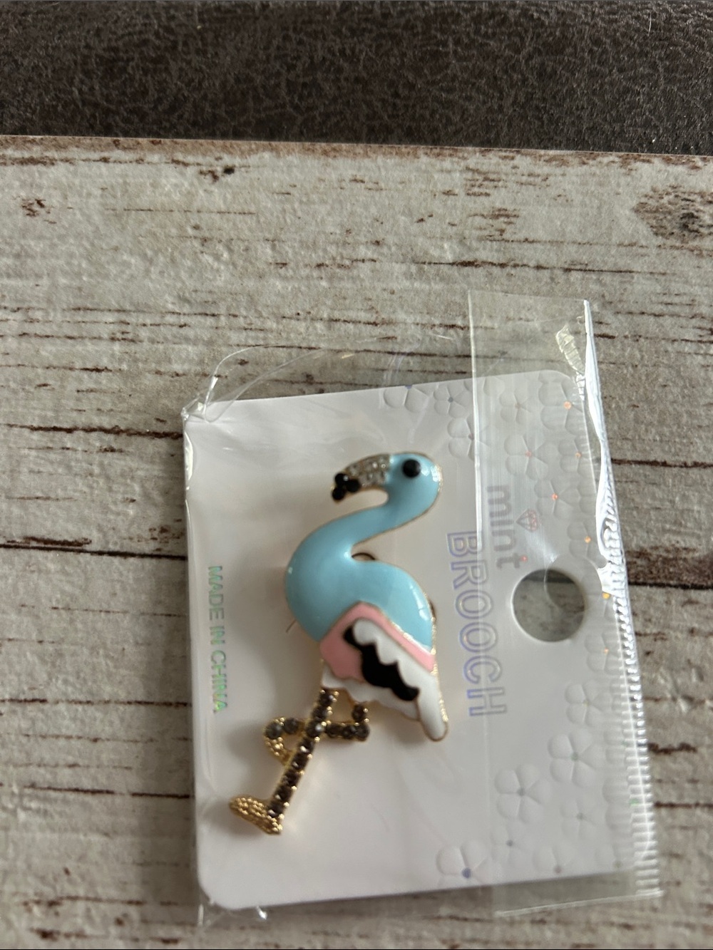 🔥$4 Flamingo Enamel Brooch Pin - Light Blue & Pink